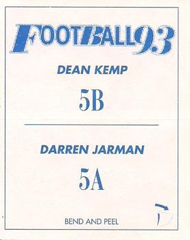 1993 Select AFL Stickers #5 Darren Jarman / Dean Kemp Back